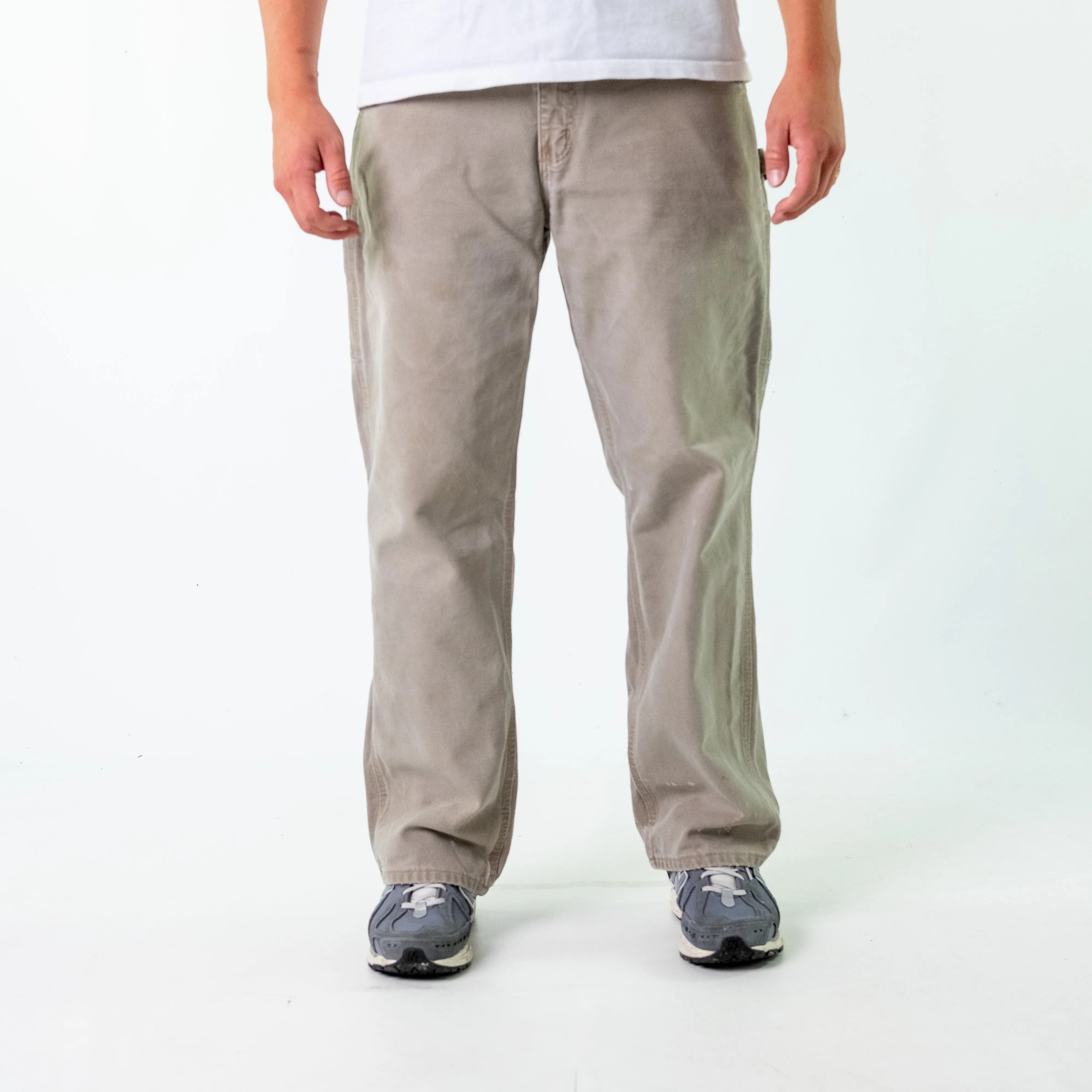 Light Grey y2ks Carhartt Denim Carpenter Jeans Baggy Pants (34x32)