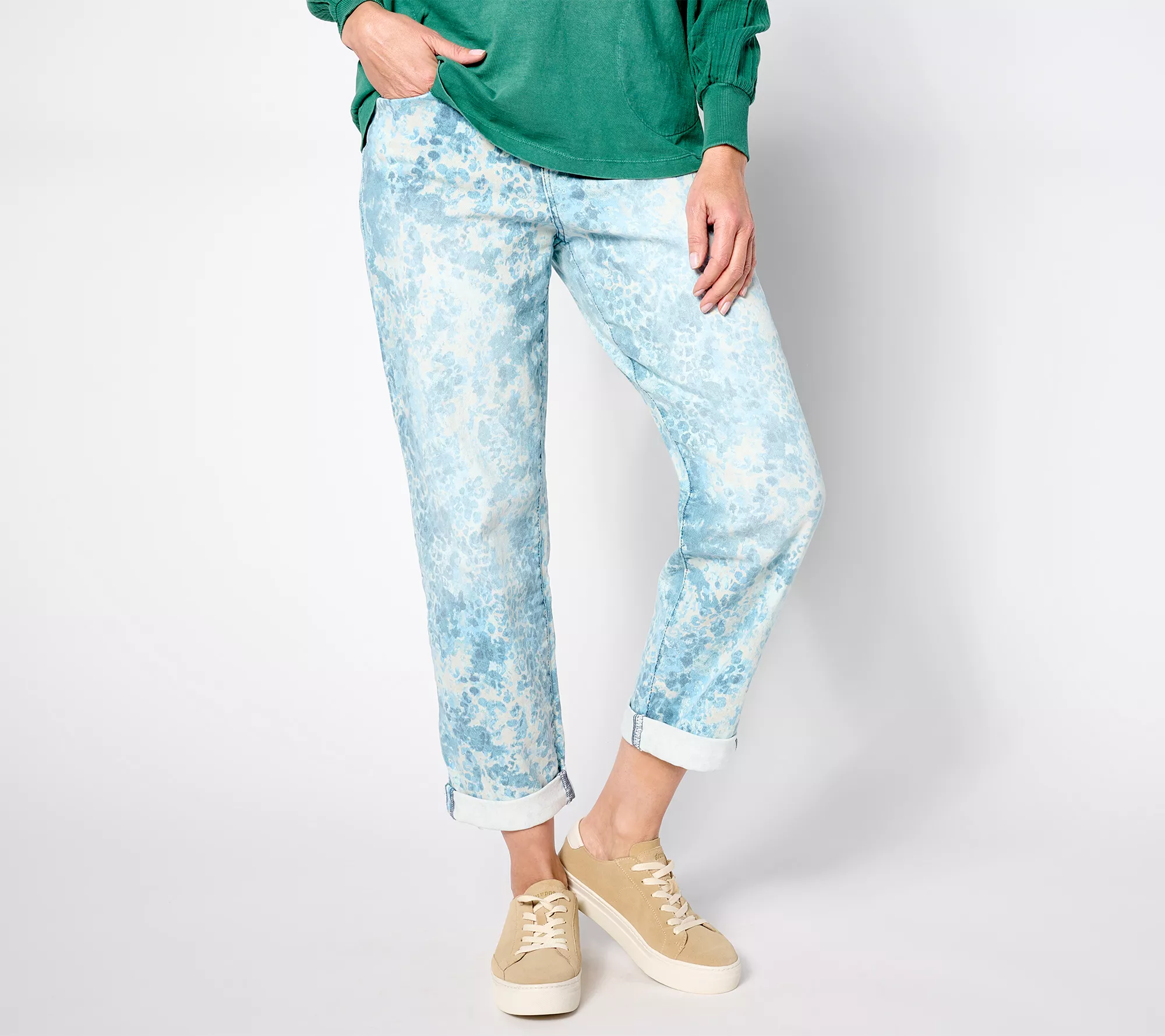 LOGO by Lori Goldstein Petite Printed Boyfriend Jeans