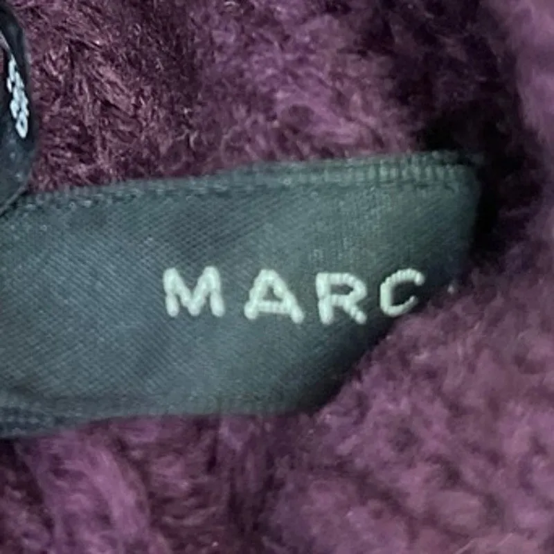 Marc Jacobs Women's Purple Faux Fur Pompom Chunky Knit Beanie Hat One Size