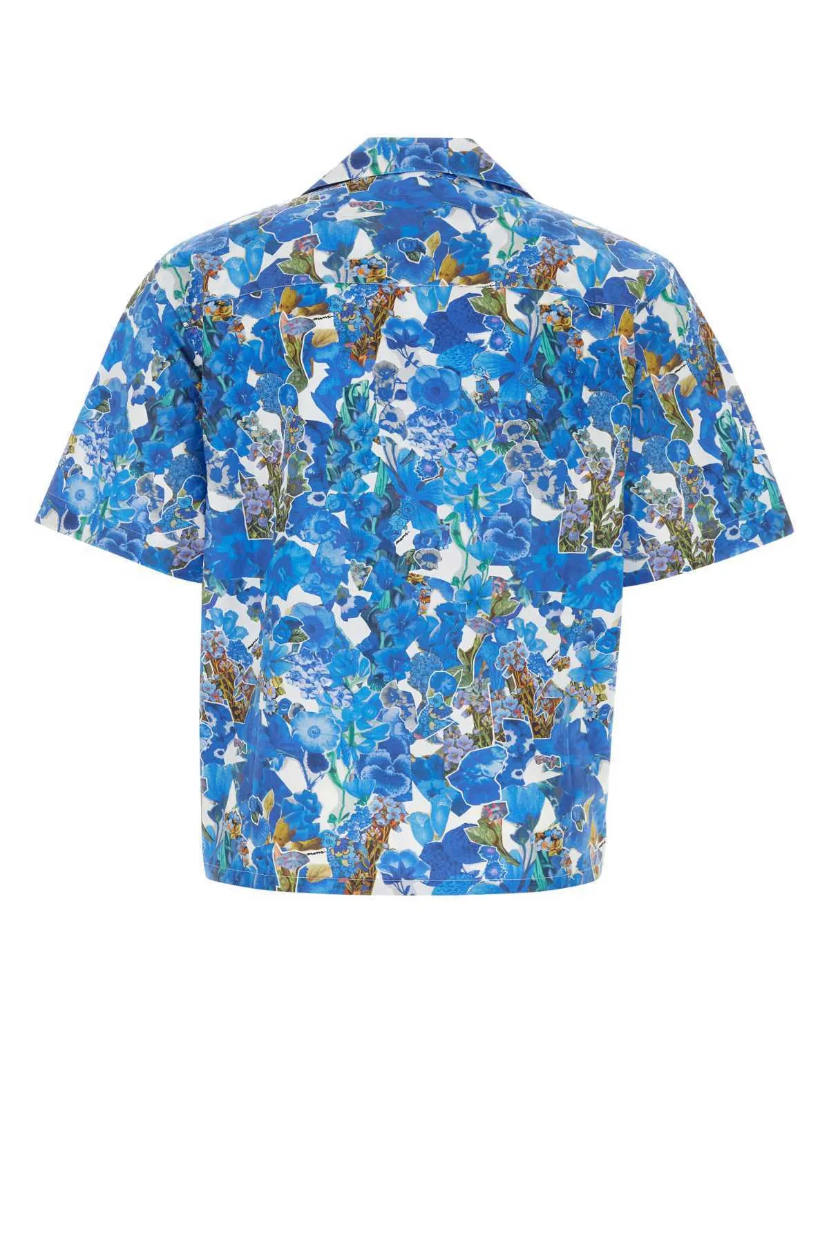 MARNI  |Poplin bowling shirt with Allegro Blues print