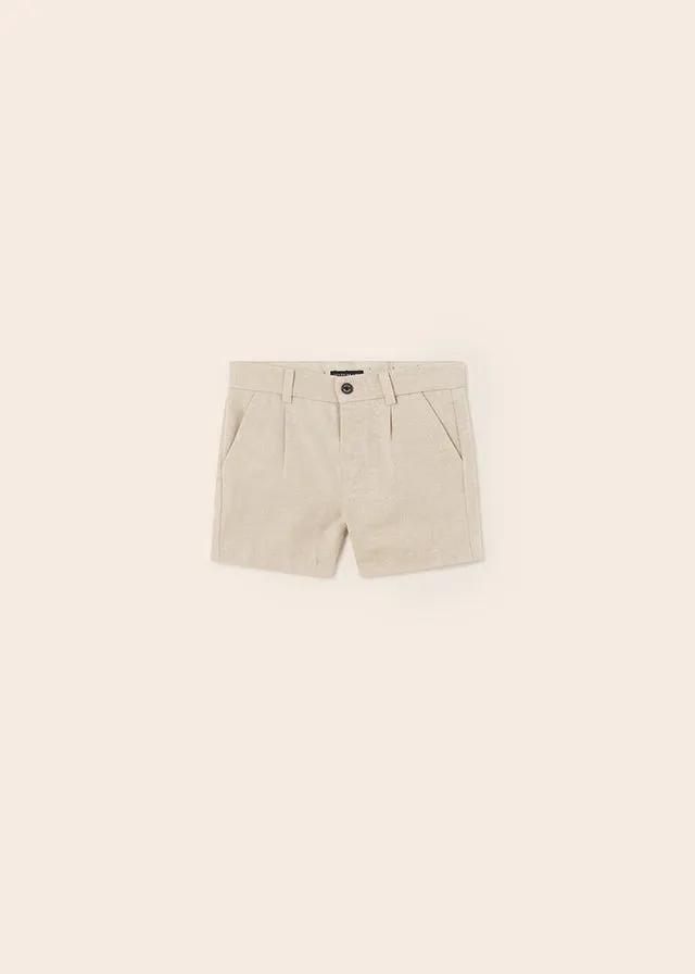 Mayoral Linen dressy shorts for baby boy - Beige