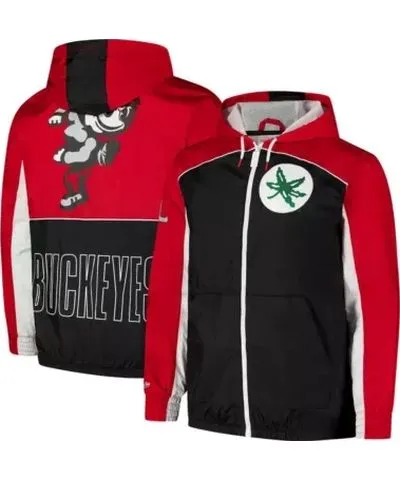 Mitchell & Ness Men's NCAA Ohio State Buckeyes Big Shot Premium Full-Zip Windbreaker