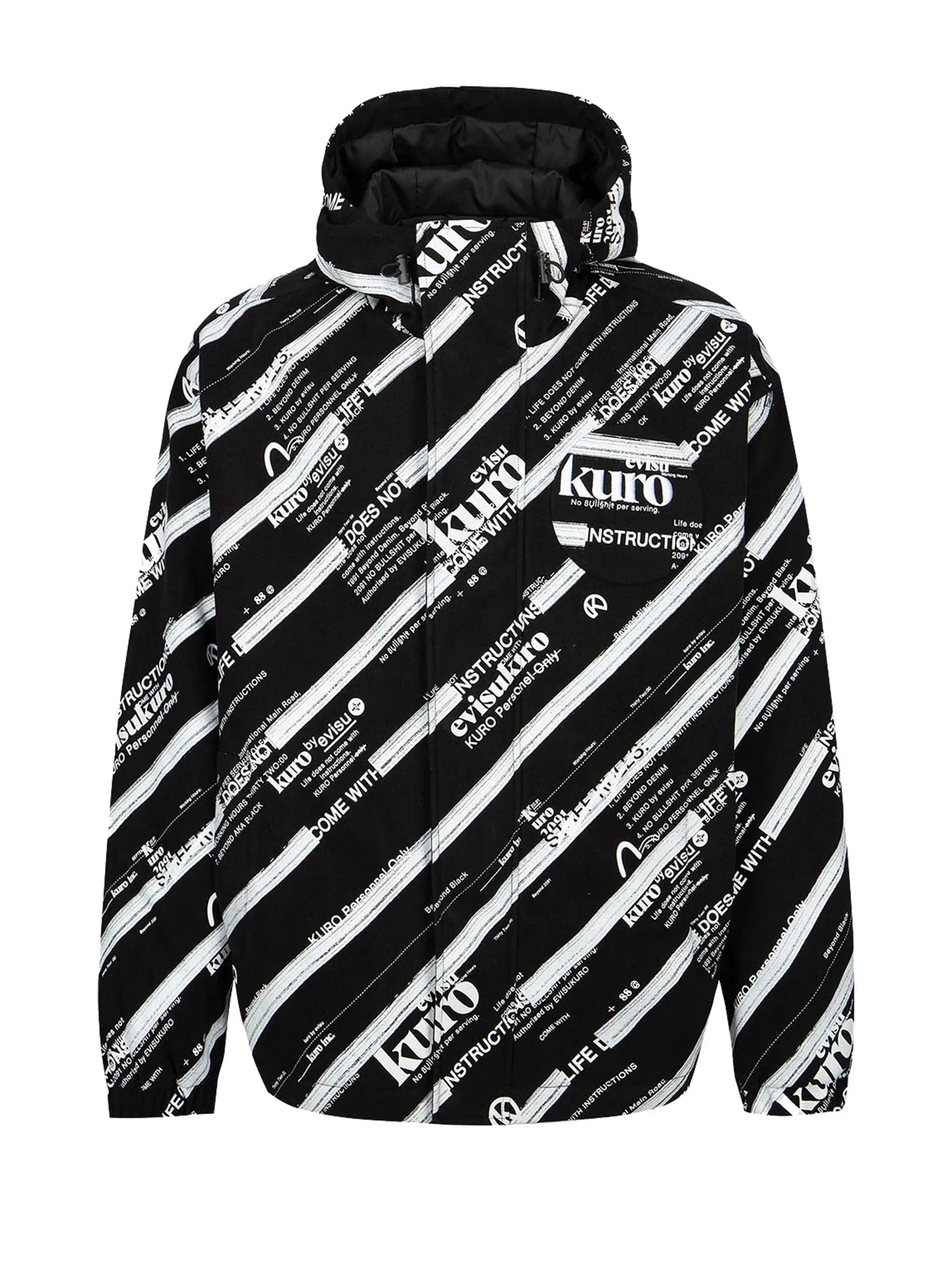 Monogram Logo and Slogan Print Padded Jacket