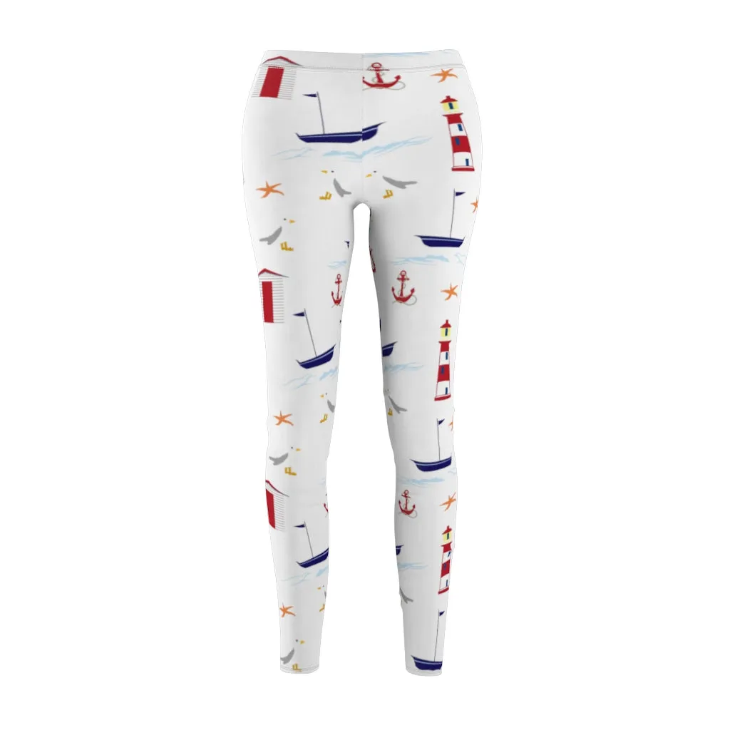 Nautical Pattern Leggings by Tshirt Unlimited