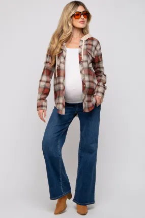 Navy Distressed Accent Wide Leg Maternity Jeans