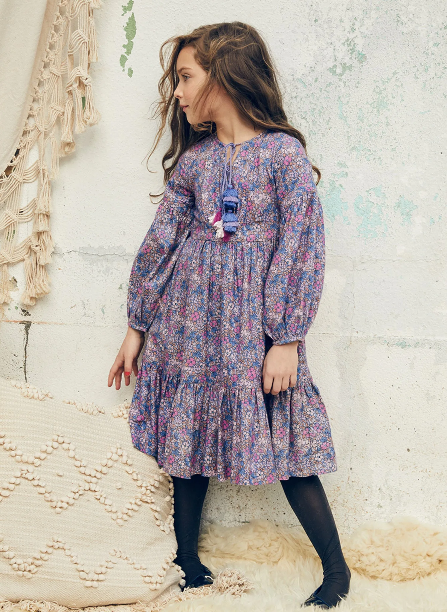 Nellystella Nicola Dress in Vintage Floral Purple Haze