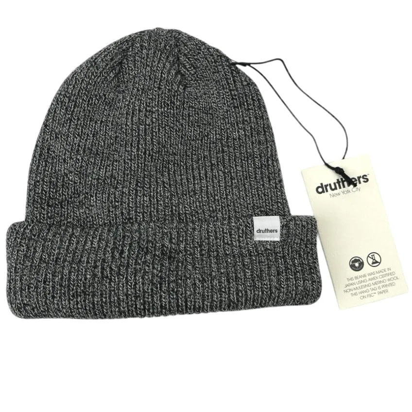 NEW Druthers Unisex Gray Merino Wool Knit Comfy Outdoor Beanie Hat One Size