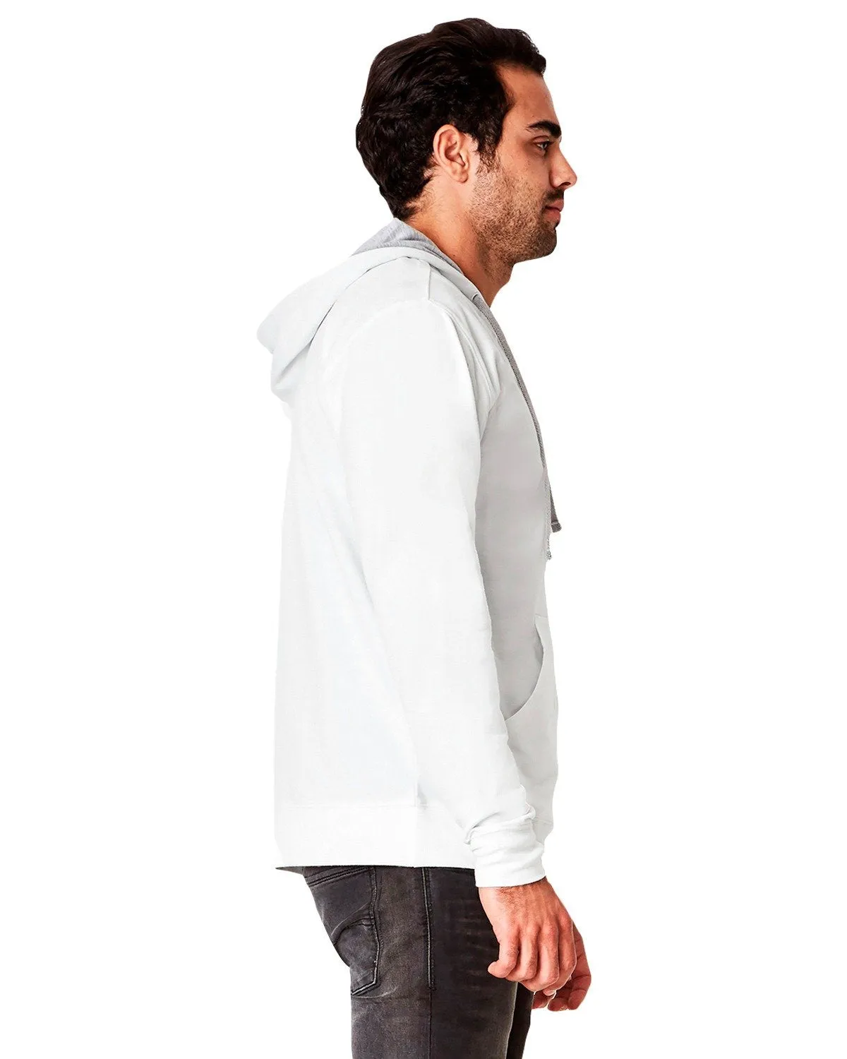 Next Level French Terry Zip Hoody 9601 White/ Heather Gray