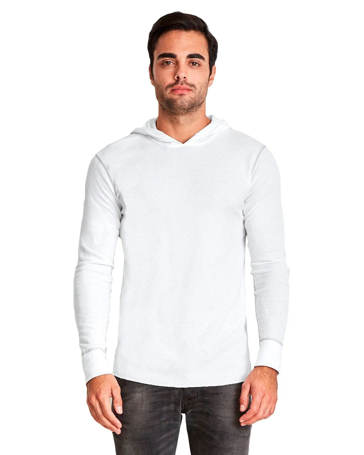 Next Level Thermal Hoody 8221 White/ Heather Gray