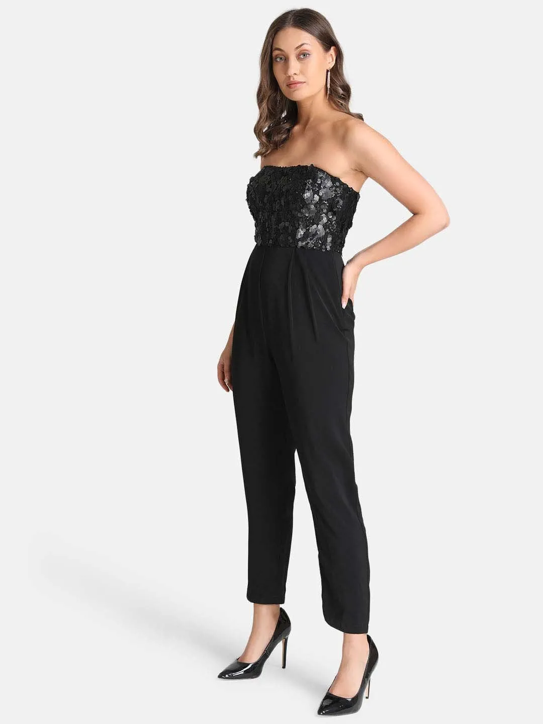 Off-Shoulder Sequin Jumpsuit