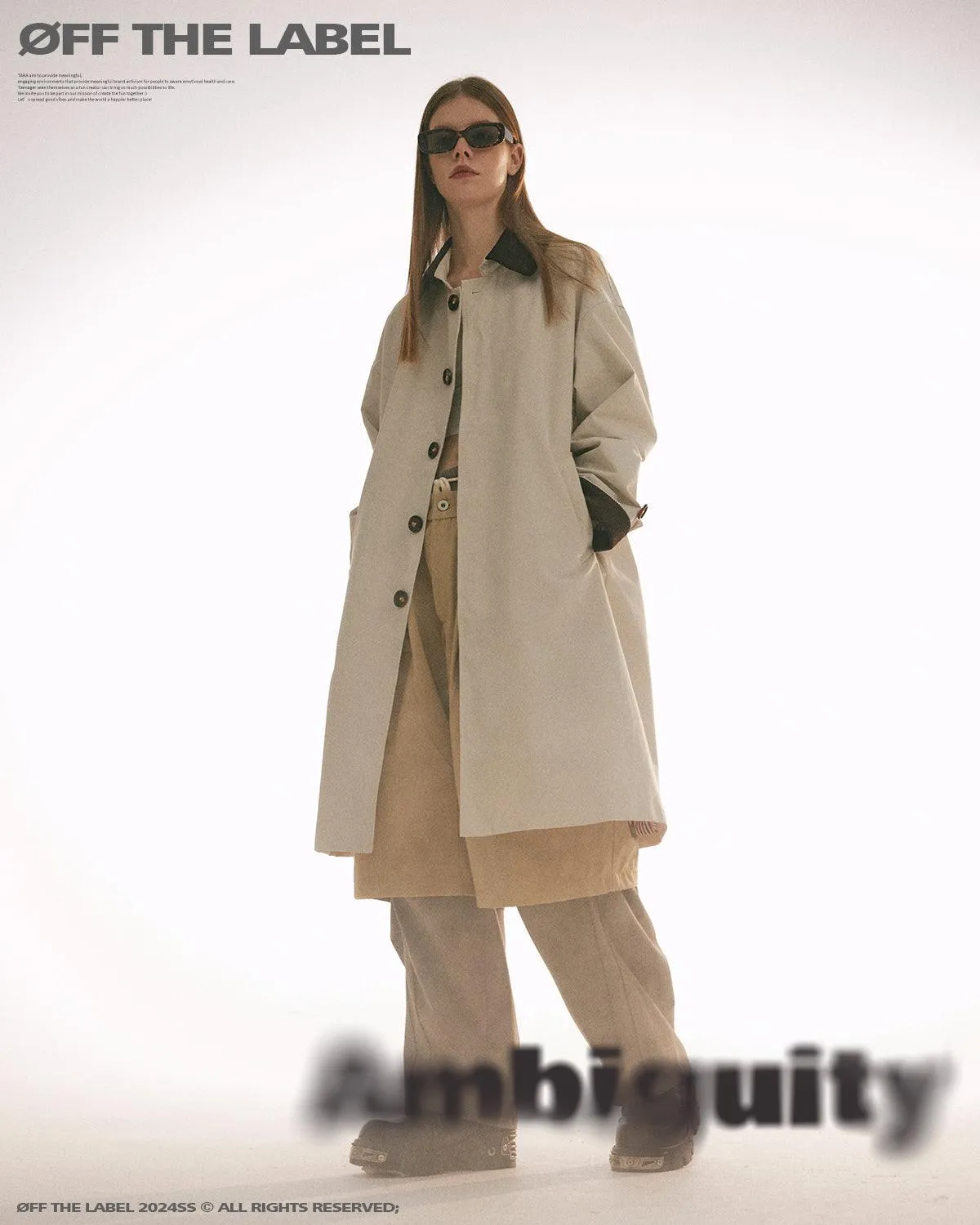 Off The Label Corduroy collar trench coat beige