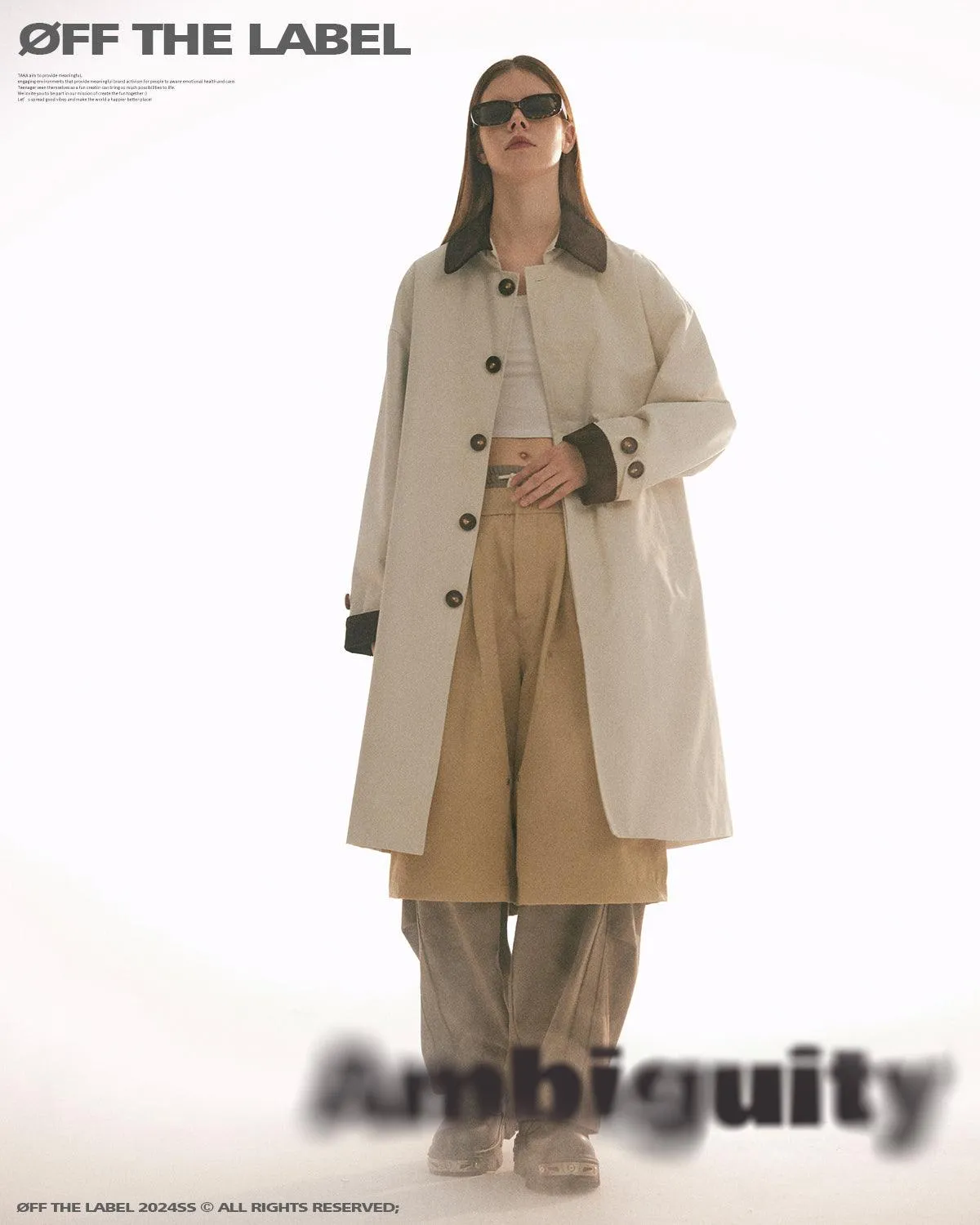 Off The Label Corduroy collar trench coat beige