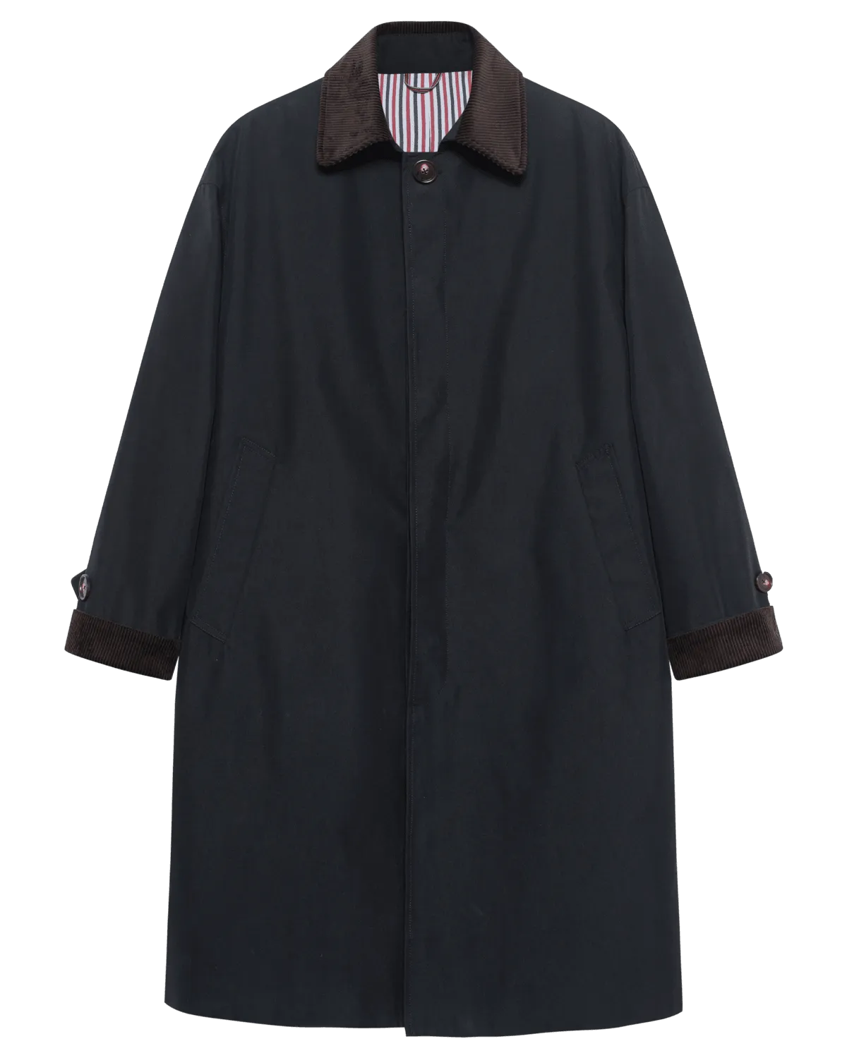 Off The Label corduroy collar trench coat black