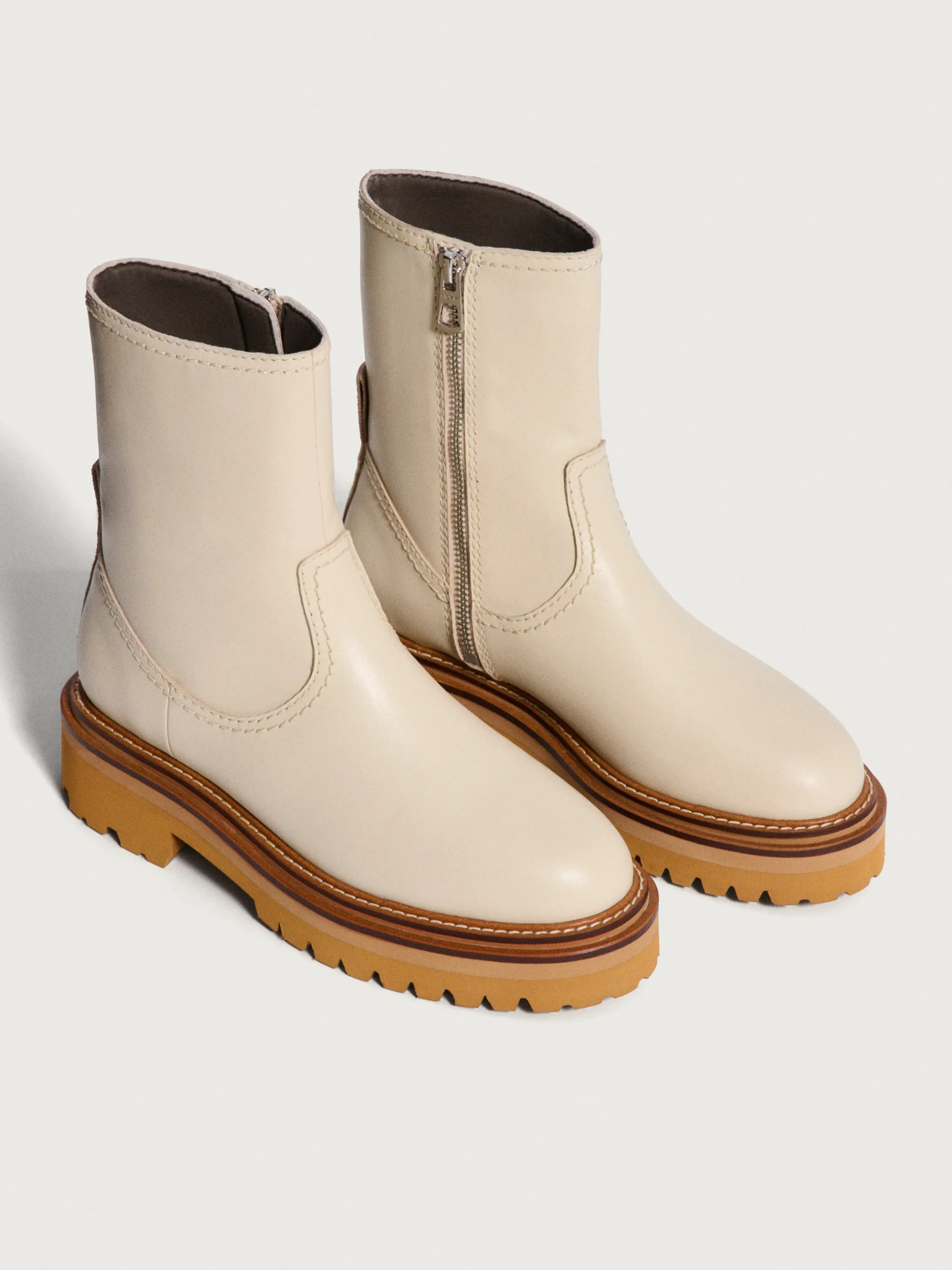 OFFICE OFF WHITE LEATHER BOOT