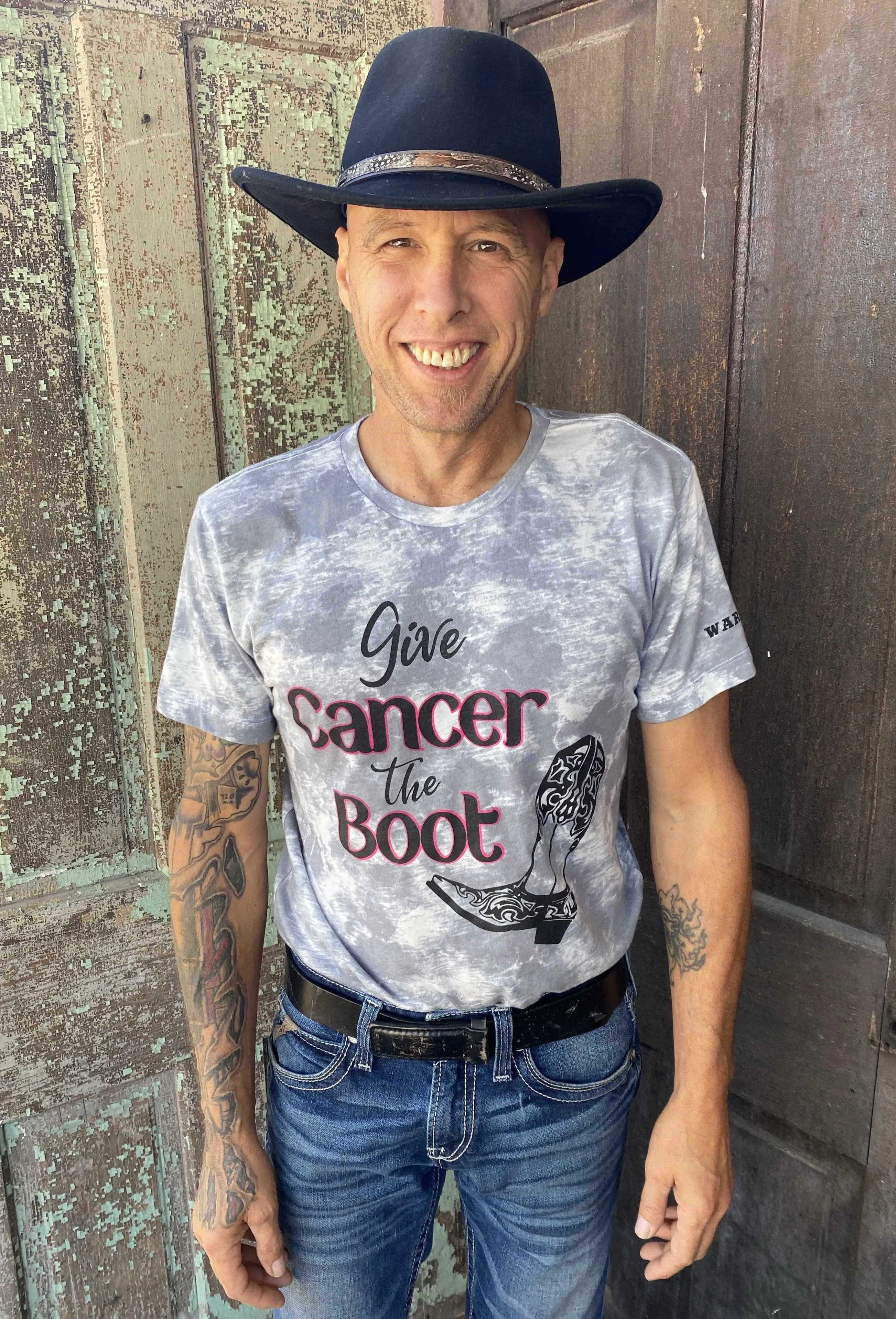 Painted Cowgirl's Give Cancer the Boot Unisex Tee T-Shirt PCBC