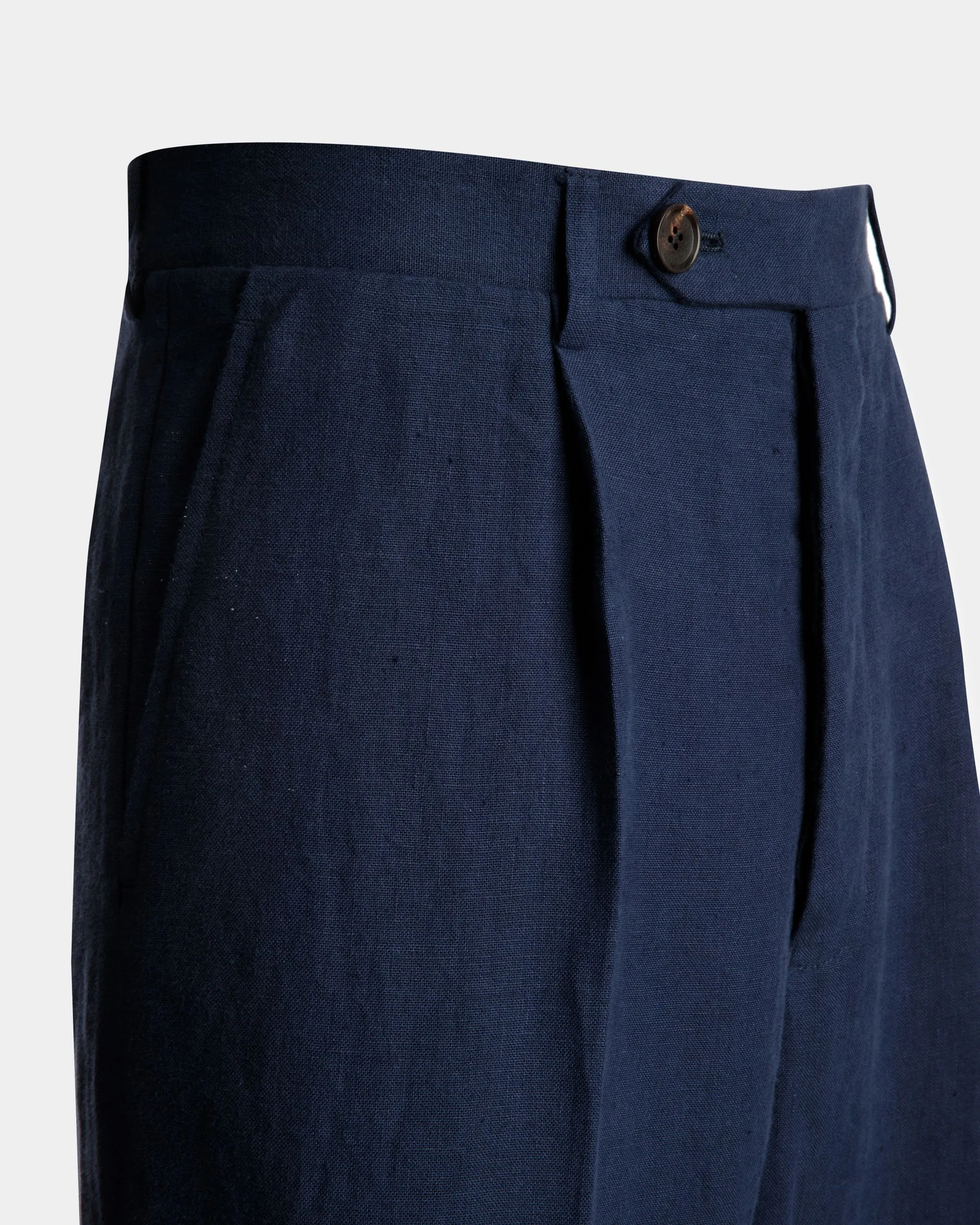 Pants in Navy Blue Linen 