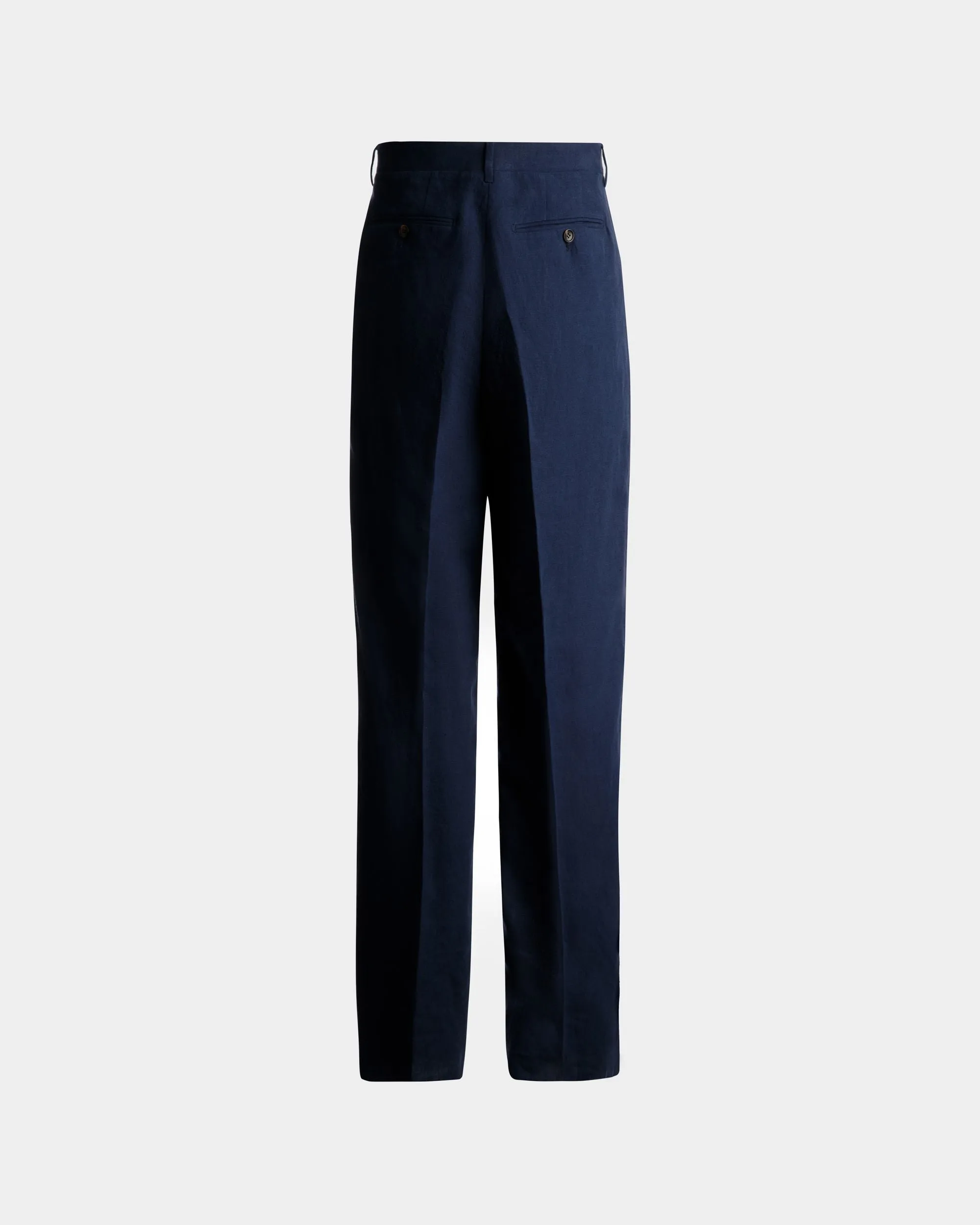 Pants in Navy Blue Linen 