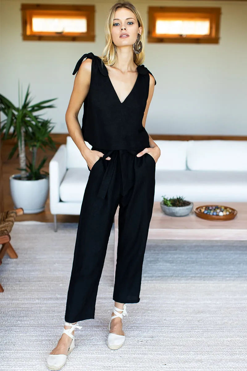 Paris Pant - Black Linen