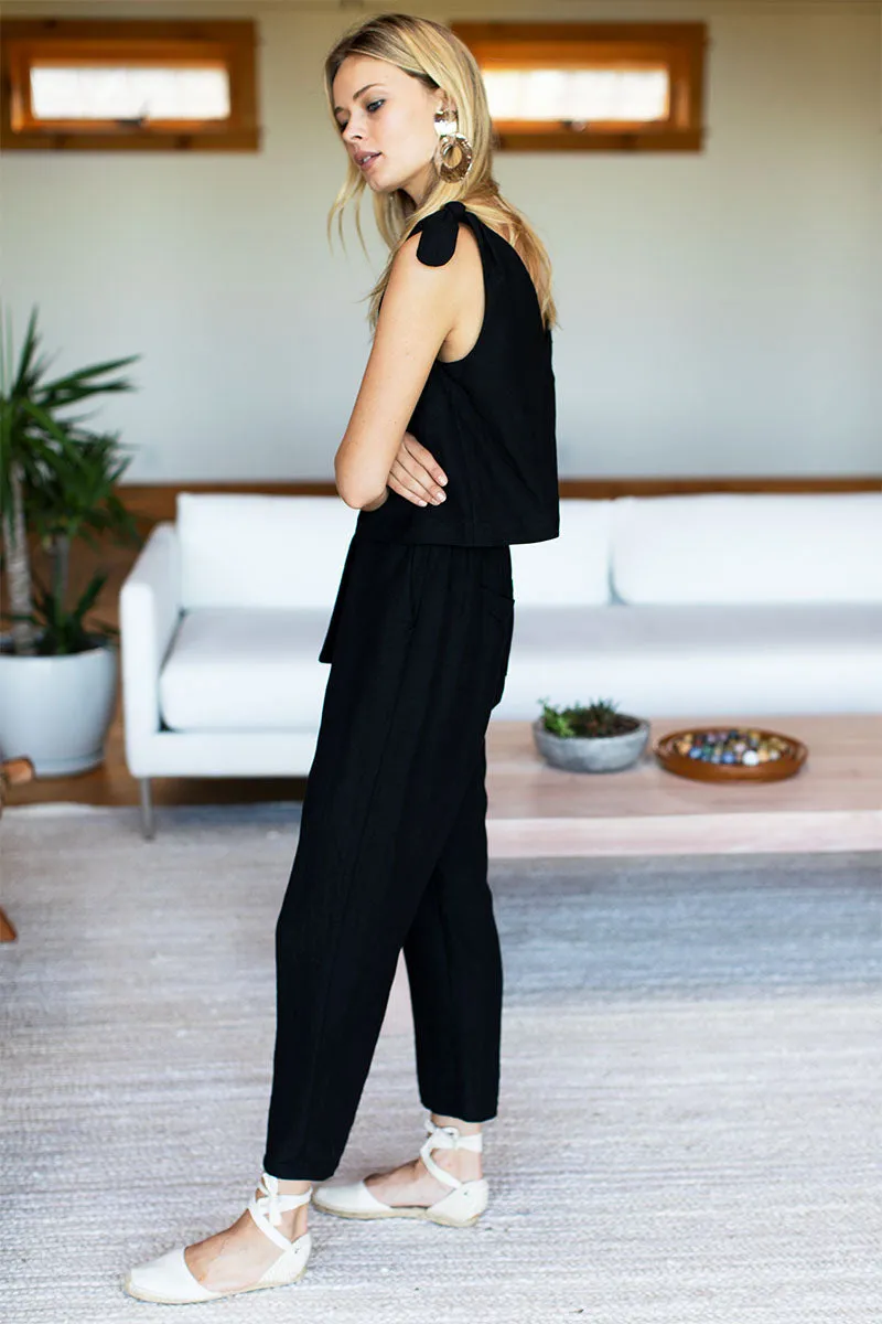 Paris Pant - Black Linen