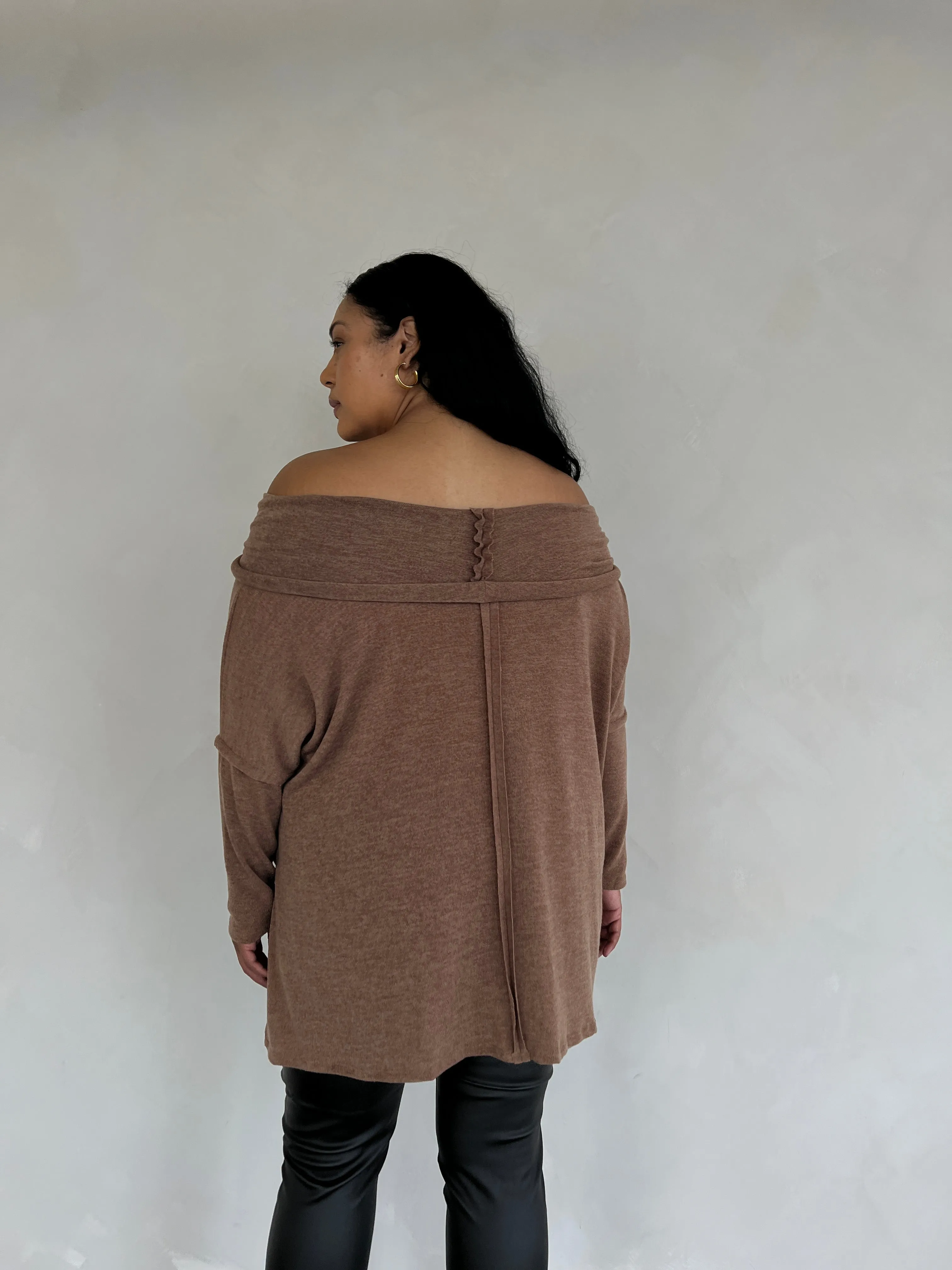 Plus Size Folded Off The Shoulder Sweater