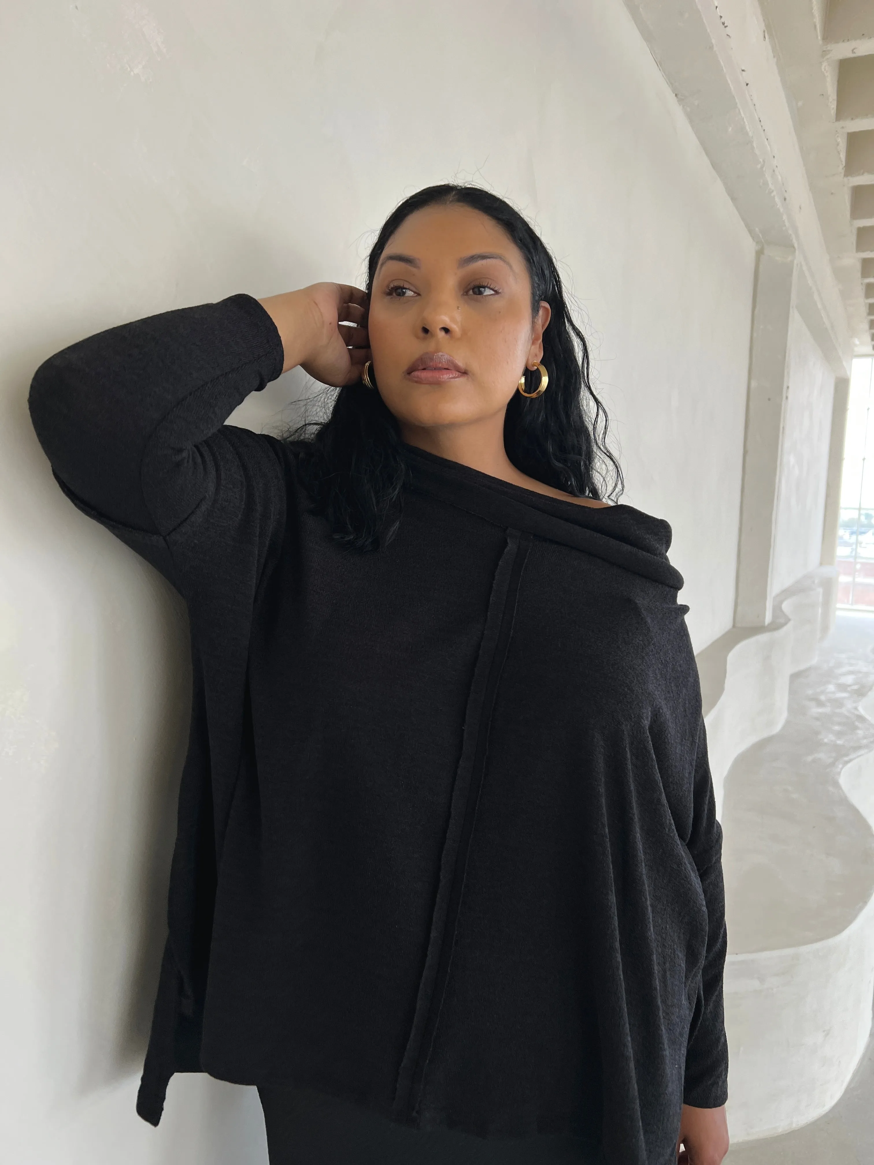 Plus Size Folded Off The Shoulder Sweater