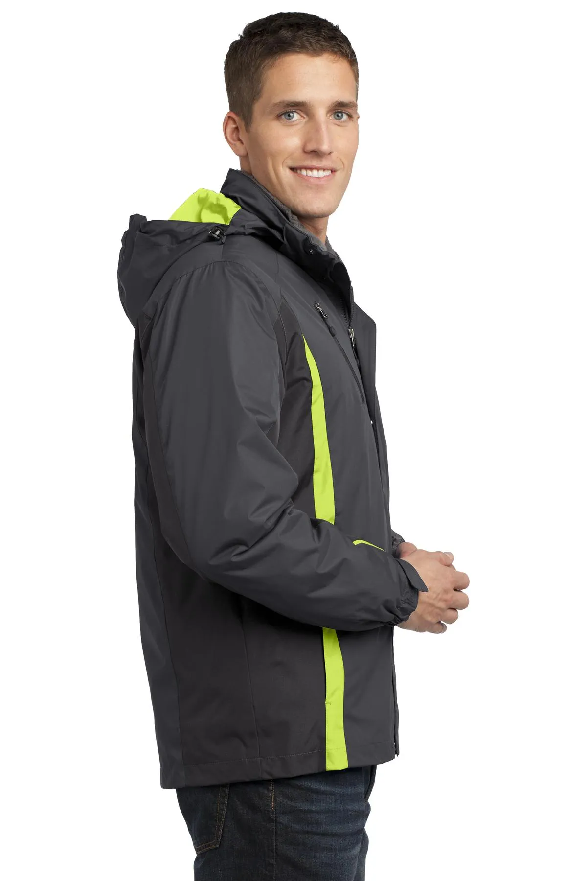 Port Authority Colorblock 3-in-1 Jacket J321 Magnet Grey/ Black/ Charge Green