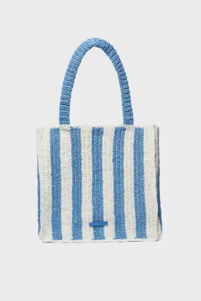 Powder Blue White Stripe Crochet Orion Bag