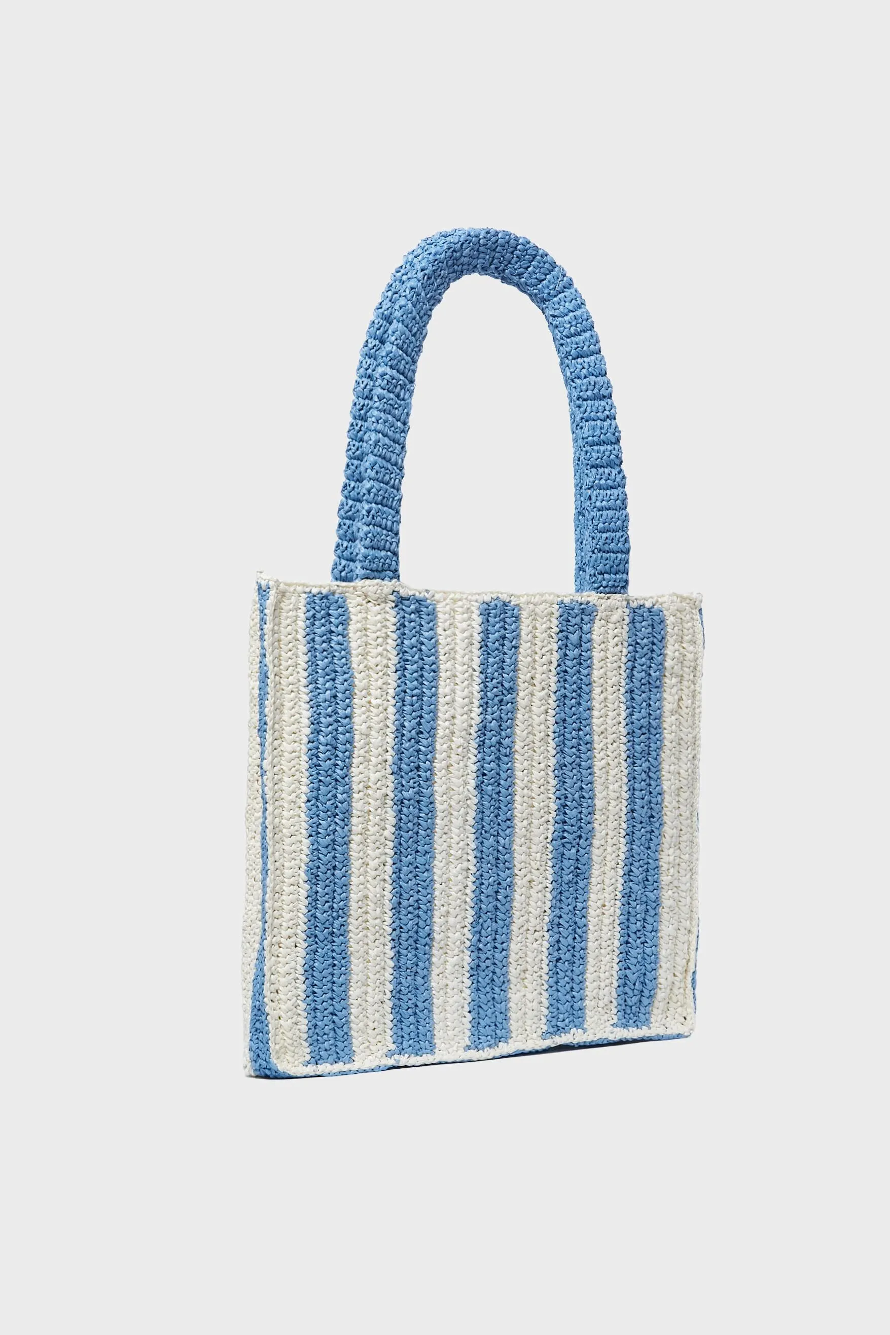 Powder Blue White Stripe Crochet Orion Bag