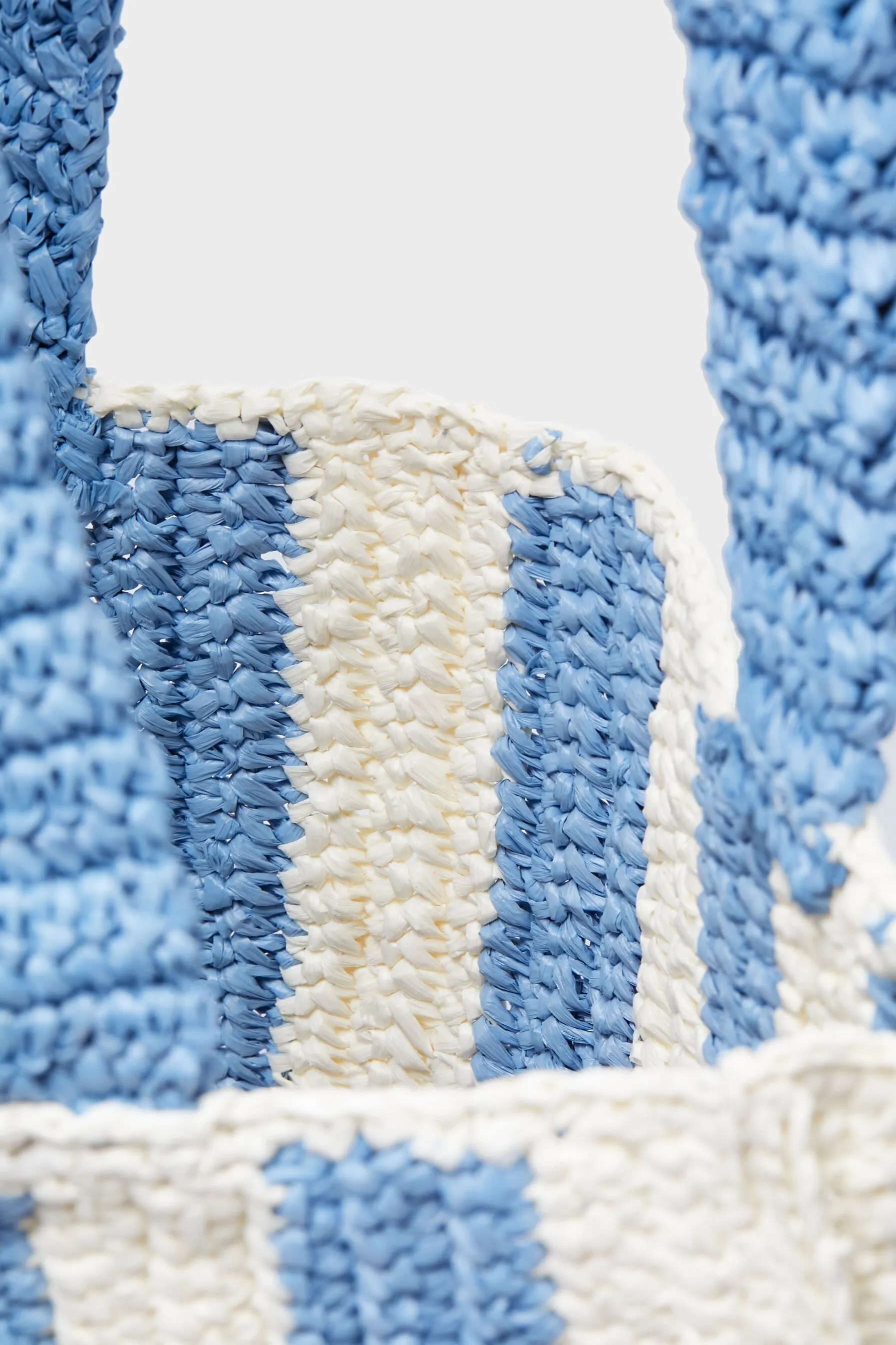 Powder Blue White Stripe Crochet Orion Bag