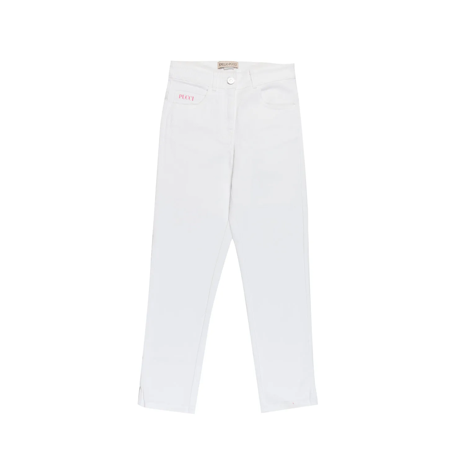 Pucci White Jeans With Pink Patch For Teen Girls