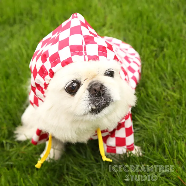 Red Checker Raincoat - Pet Rain Jacket