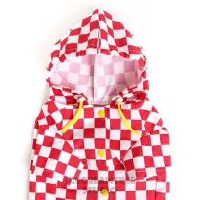 Red Checker Raincoat - Pet Rain Jacket