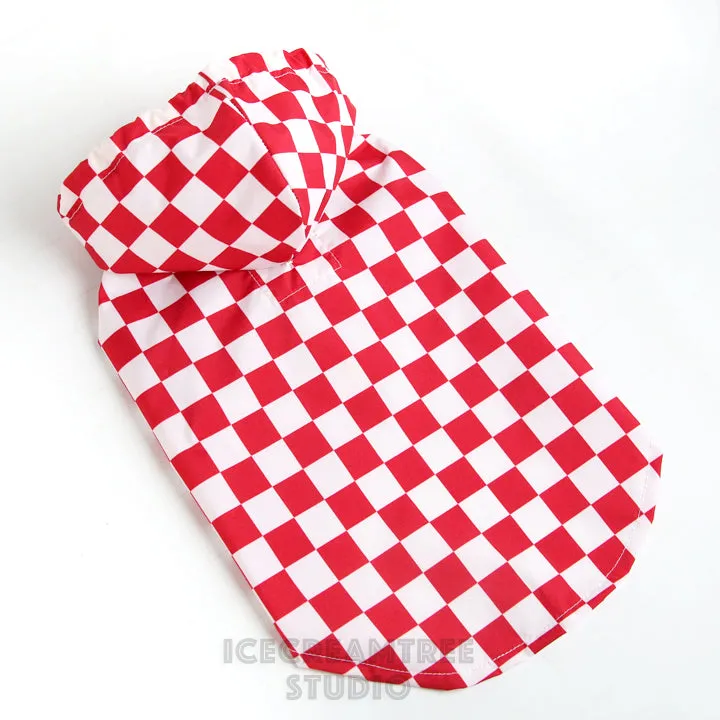 Red Checker Raincoat - Pet Rain Jacket