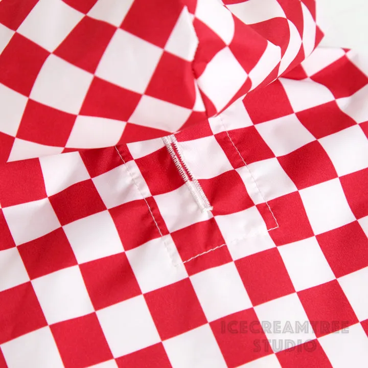 Red Checker Raincoat - Pet Rain Jacket