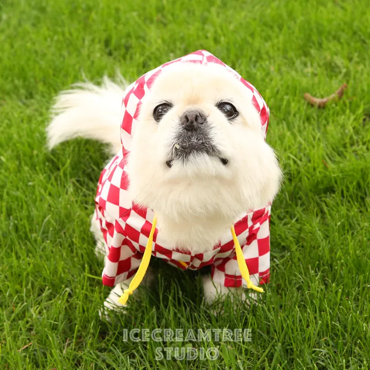 Red Checker Raincoat - Pet Rain Jacket