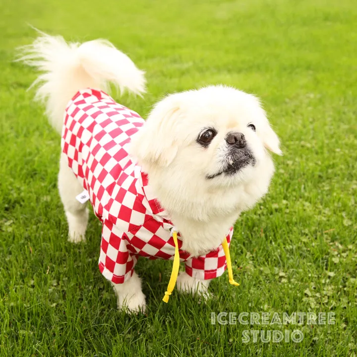 Red Checker Raincoat - Pet Rain Jacket