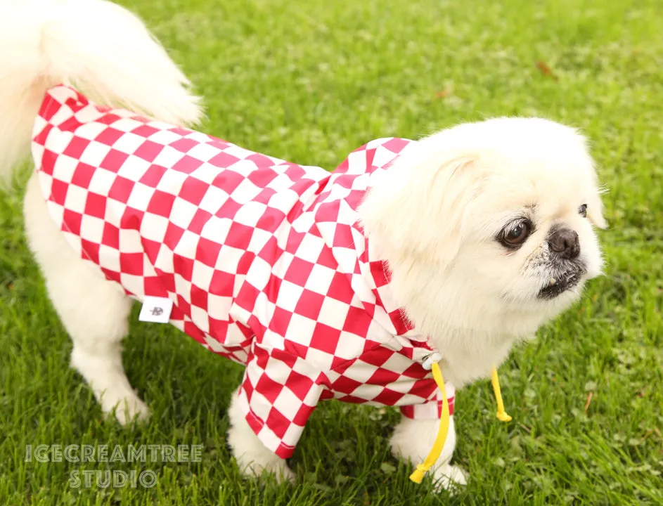 Red Checker Raincoat - Pet Rain Jacket