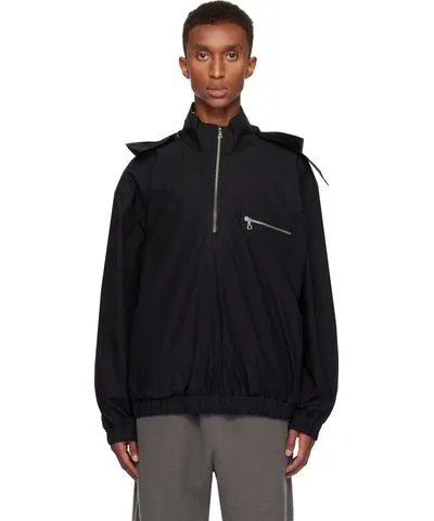 Rier Black Cotton Waxed Windbreaker