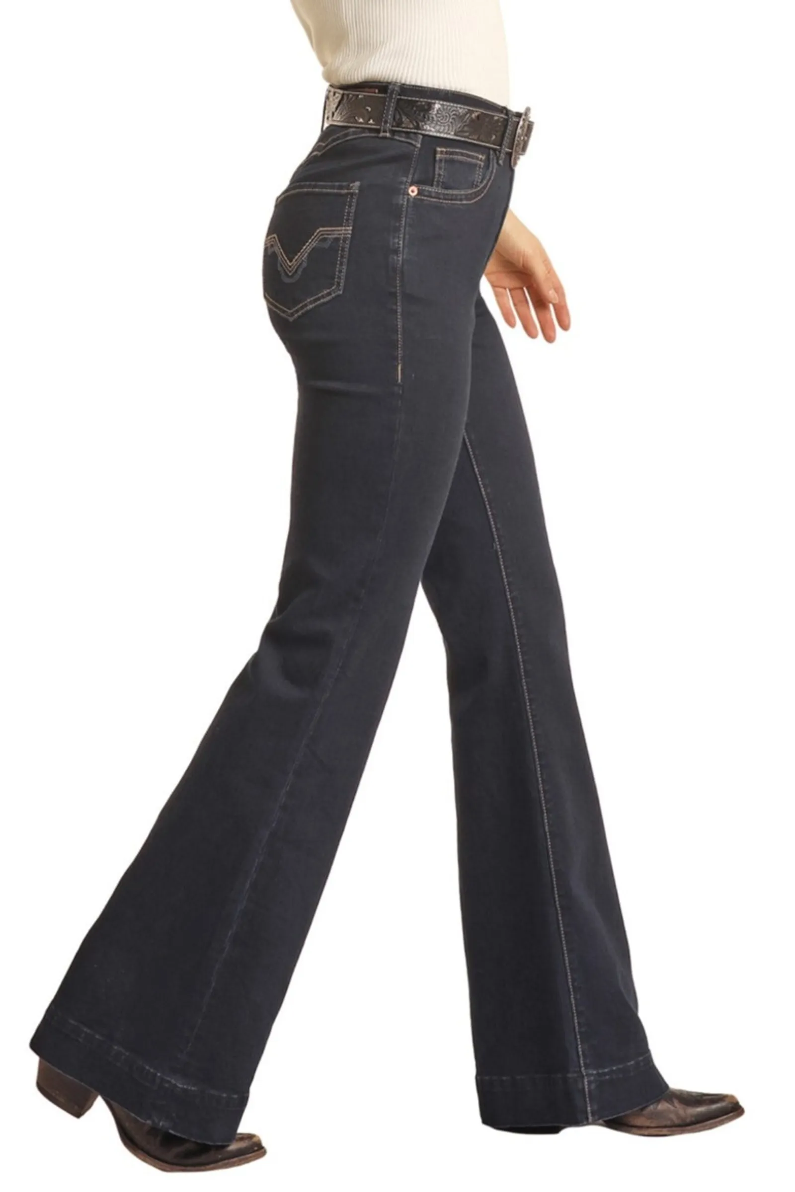 Rock and Roll Denim Mid Rise Extra Stretch Trouser Jeans