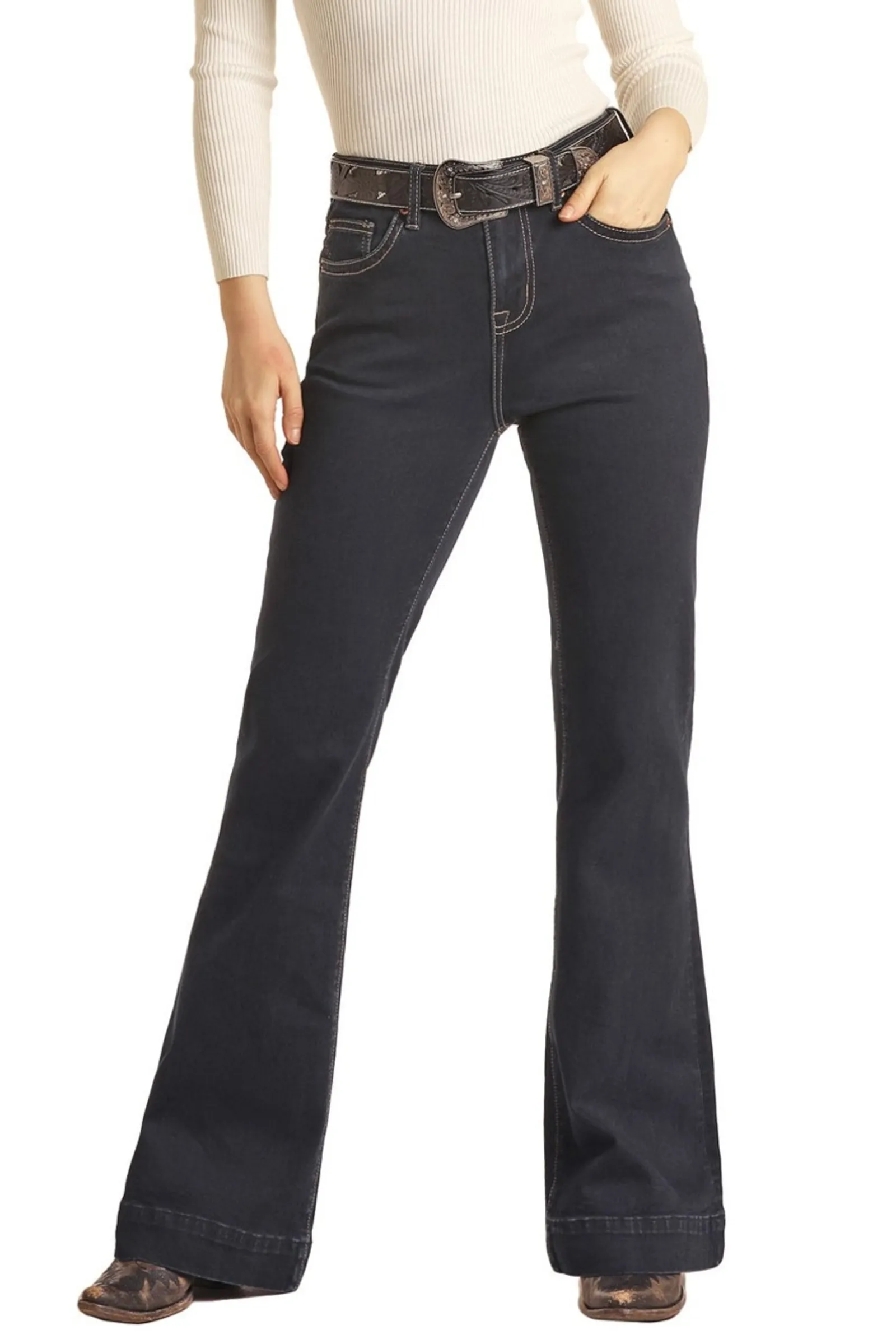 Rock and Roll Denim Mid Rise Extra Stretch Trouser Jeans