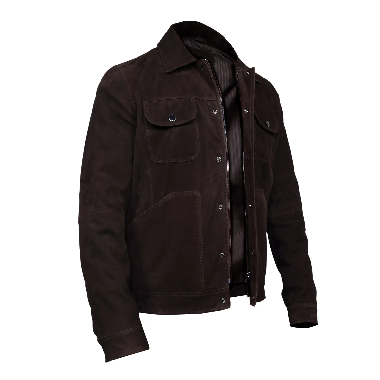 Safari Field Goat Suede Leather Dark Brown Jacket