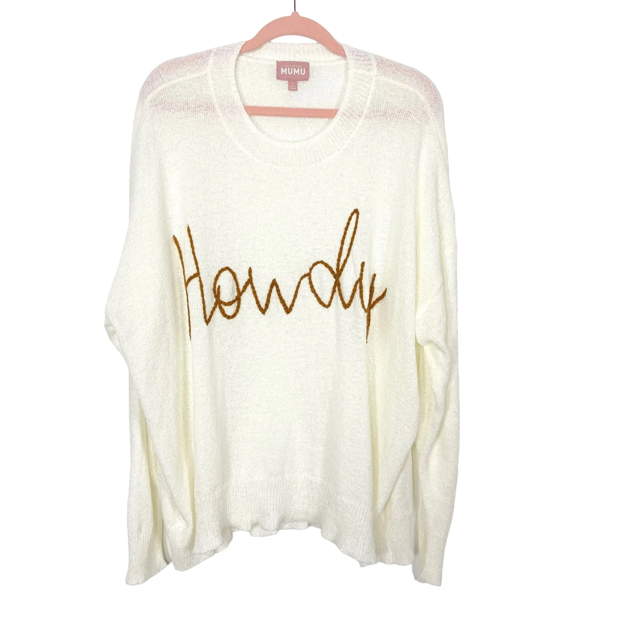 Show Me Your Mumu Cream Howdy Sweater- Size L (sold out online, see notes)