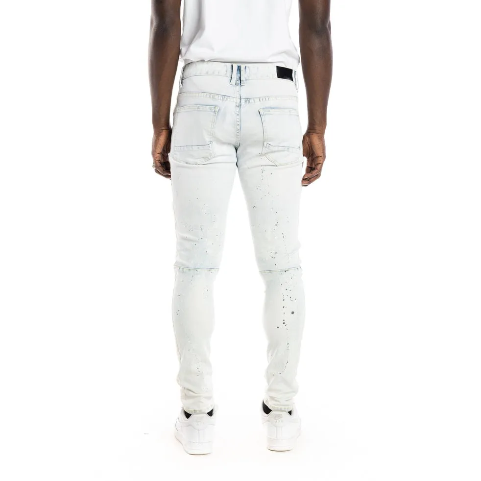 Slim Tapered Oversprayed Jeans - Opaque Blue