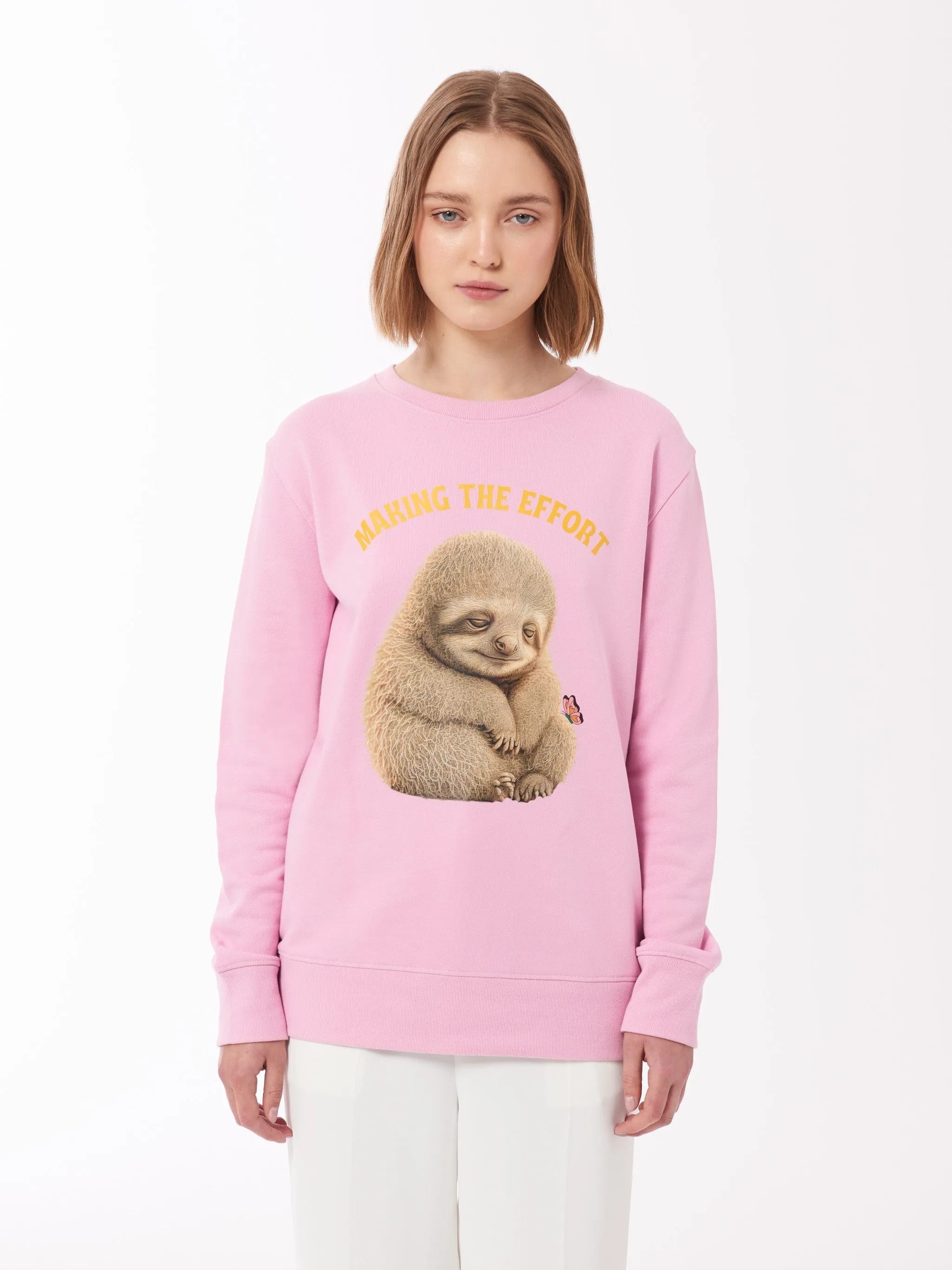 Sloth PrintUnisexSweatshirt in Pink