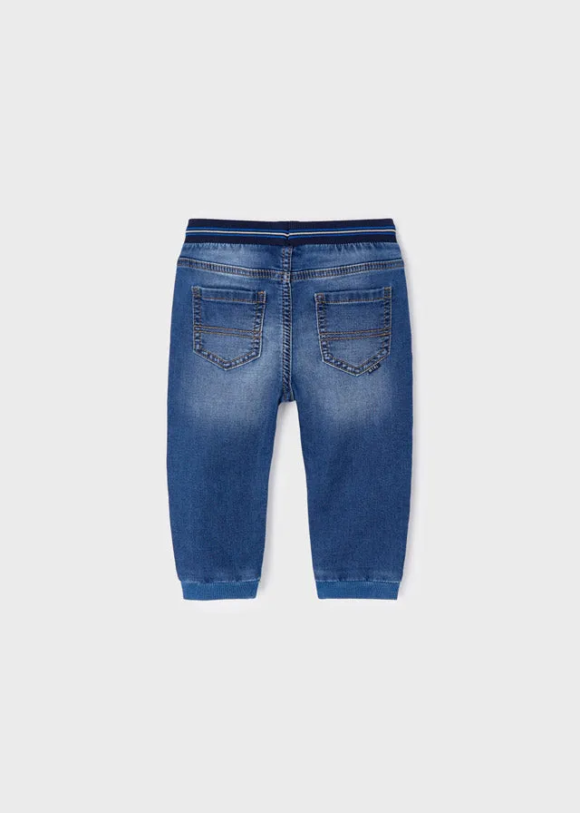 Soft denim joggers for baby boy - Medium