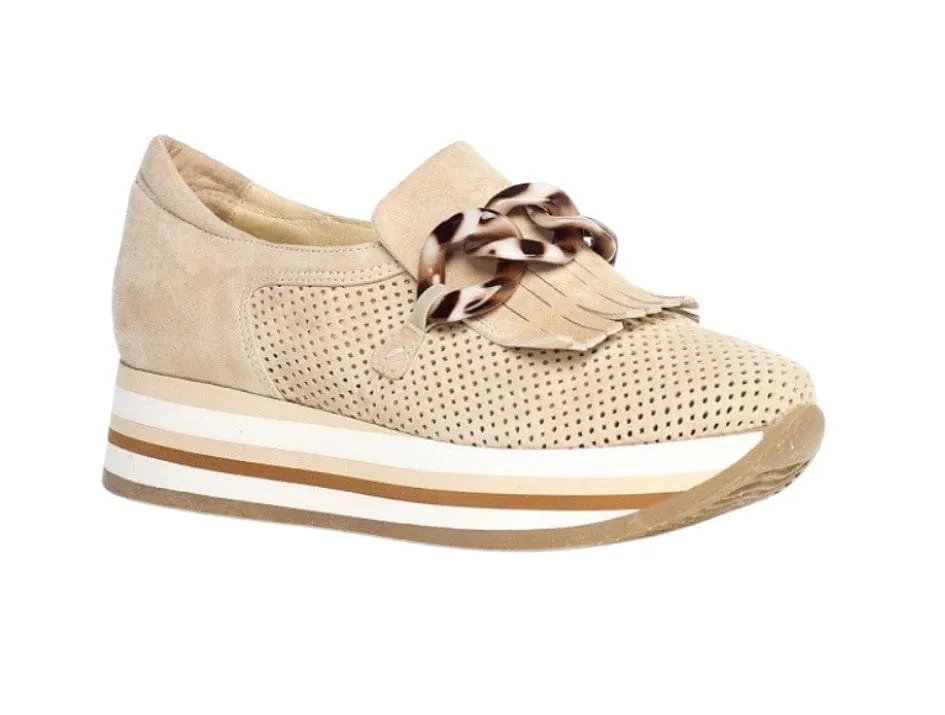 Softwaves CADIE Camel Velour Slip-on  Platform Sneaker