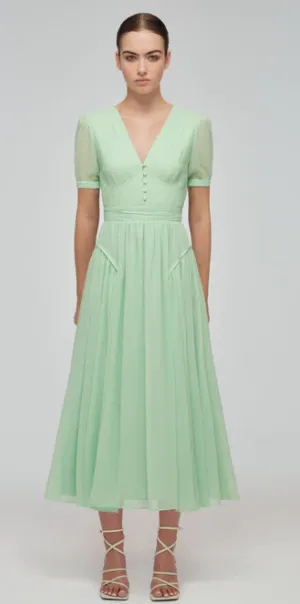 Spearmint Chiffon Midi Dress