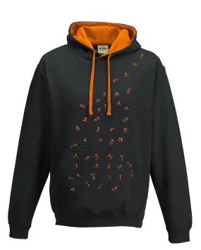 Stick figures hoodie, black/orange