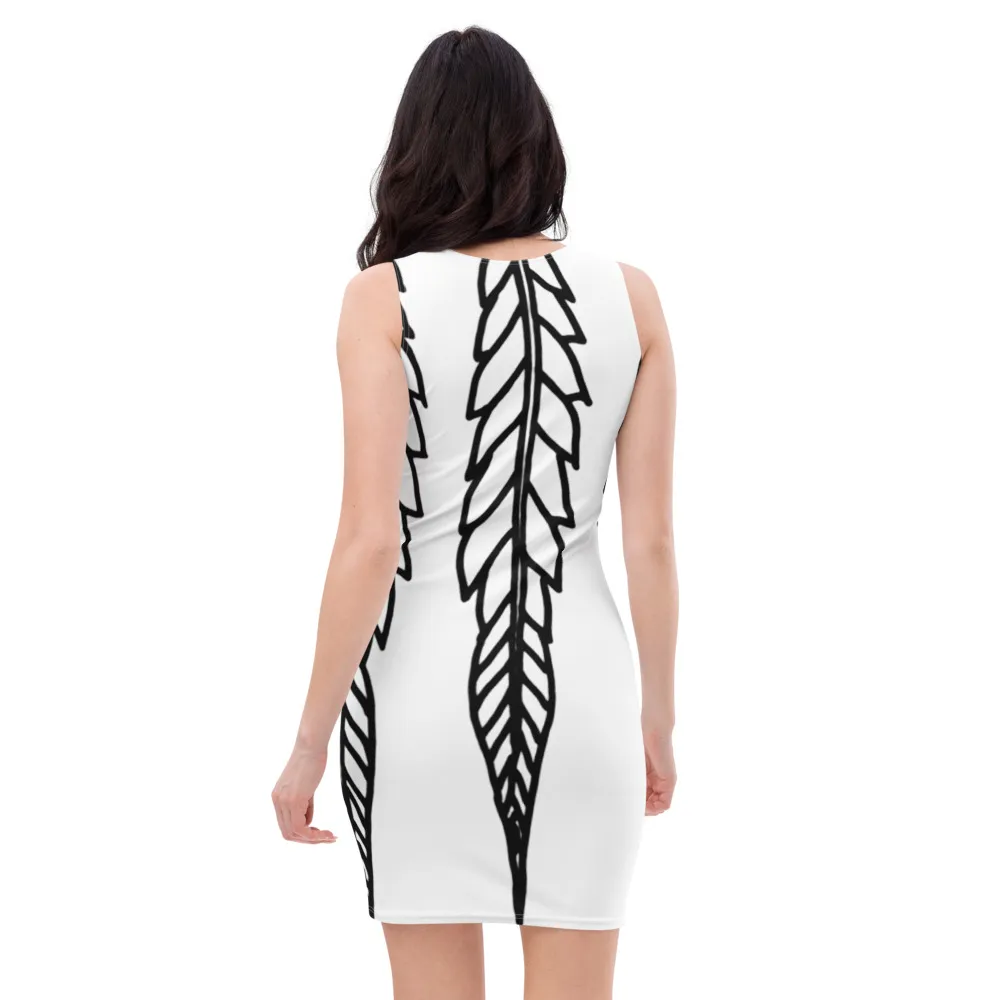 Sublimation Cut & Sew Dress – Feathered Leaves White