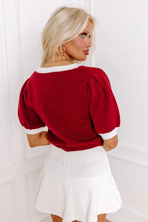 Tailgate Cutie Sequin Sweater Top in Crimson